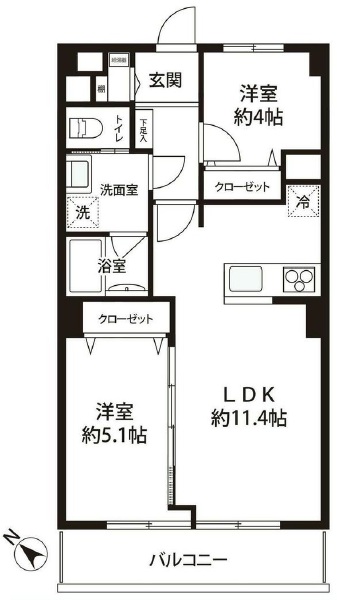 日商岩井第2方南町マンション-間取り