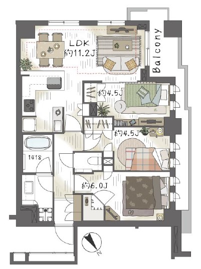 ブランズ東中野プレシアス-間取り