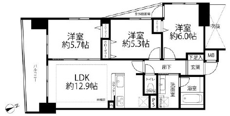 コスモ広尾-間取り