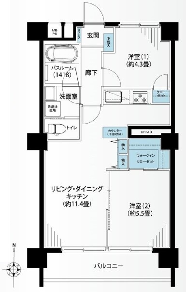 日商岩井方南町マンション-間取り