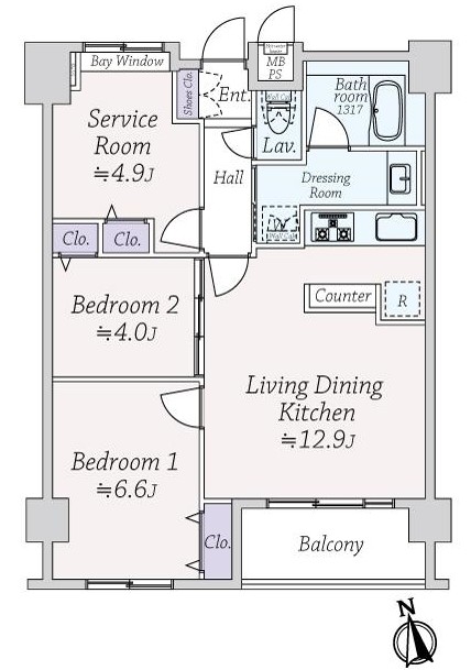 ライオンズマンション麻布十番南-間取り