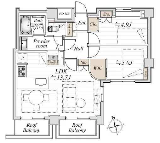 ライオンズマンション麻布十番南-間取り